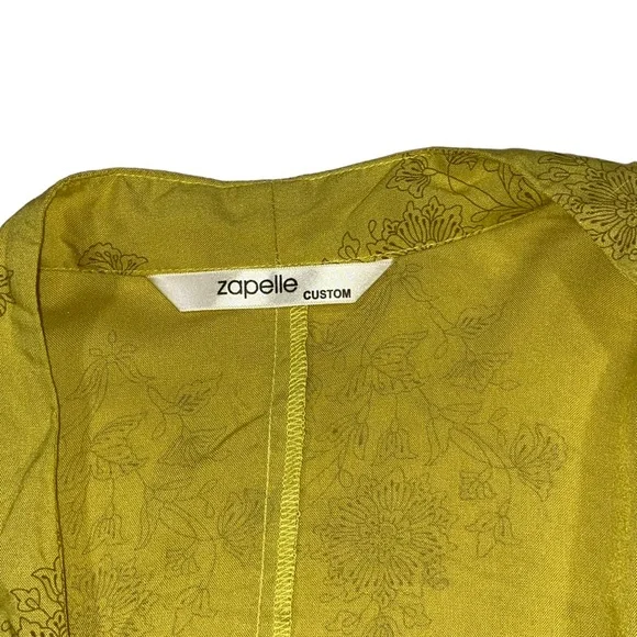 Zapelle Custom Rayon Yellow Floral Tie Front Crop Cropped Top - S/M?Bust 36” - Picture 9 of 11
